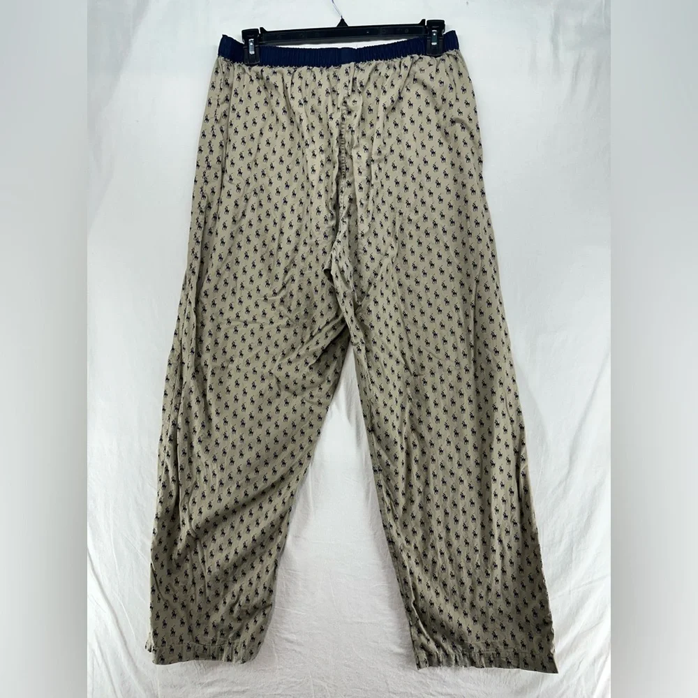 Polo Ralph Lauren Pajama Pants Tan Sleepwear Mens‎ Size L All Over Pony Print